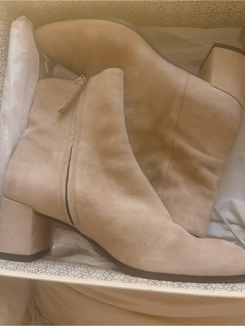 * M. Gemi Taupe Tan Corsa Suede Leather Ankle Booties  Block Heel SZ 41 = 10 *
